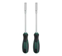 sourcing map 2 Pcs Metric Nut Driver 5mm CR-V Non-Magnetic Tip Hollow Shafts Hex Socket Screwdriver with Anti-Slip Handle for Automobile Repair Bit Driver, Green/Black
