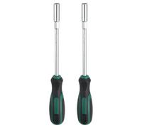 sourcing map 2 Pcs Metric Nut Driver 8mm CR-V Non-Magnetic Tip Hollow Shafts Hex Socket Screwdriver with Anti-Slip Handle for Automobile Repair Bit Driver, Green/Black
