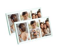 sourcing map 2 Pcs Mini Collage Picture Frame, 3 in 1 Mini Photo Frame 2.1 x 3.4 Inch 3 Grids Clear Mini Photo Vertical Frame for 3 Inch Photos Desktop Tabletop Display, Green