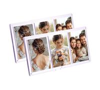 sourcing map 2 Pcs Mini Collage Picture Frame, 3 in 1 Mini Photo Frame 2.1 x 3.4 Inch 3 Grids Clear Mini Photo Vertical Frame for 3 Inch Photos Desktop Tabletop Display, Purple