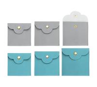 sourcing map 2 Pcs Mini Jewelry Pouch, Small Microfiber Jewelry Bags Soft Package Gift Storage Bag Travel for Women Rings Necklace Bracelet, Blue/Grey