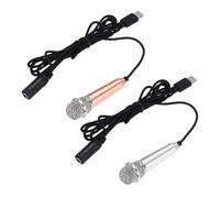 sourcing map 2 Pcs Mini Microphone, Mini Mic Tiny Microphone Phone Type C Mic Small Microphone for Record Phone Voice, Gold/Silver