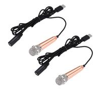 sourcing map 2 Pcs Mini Microphone, Mini Mic Tiny Microphone Phone Type C Mic Small Microphone for Record Phone Voice, Gold