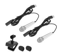 sourcing map 2 Pcs Mini Microphone, Mini Mic Tiny Microphone Phone Type C Mic Small Microphone with Sponge Cover for Record Phone Voice, Silver