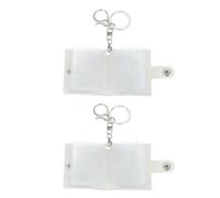 sourcing map 2 Pcs Mini Photo Keychain Custom Keychain Personalized Leather Photo Album Keychains with 20 Pictures DIY Small Memory Key Ring Picture Book for Family, White