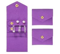 sourcing map 2 Pcs Mini Travel Jewelry Case Rolls, Microfiber Organizer Pouch Foldable Jewelry Roll Case Organizer with Buckle for Rings, Bracelets, Earrings, Necklace, Purple