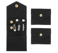 sourcing map 2 Pcs Mini Travel Jewelry Case Rolls, Microfiber Organizer Pouch Foldable Jewelry Roll Case Organizer with Buckle for Rings, Bracelets, Earrings, Necklace, Black
