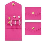 sourcing map 2 Pcs Mini Travel Jewelry Case Rolls, Microfiber Organizer Pouch Foldable Jewelry Roll Case Organizer with Buckle for Rings, Bracelets, Earrings, Necklace, Rose Red