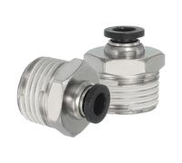 sourcing map 2 Pcs NPT Push to Connect Air Fittings, Male Straight 1/4" Tube OD x 1/2" NPT Thread Air Quick Connector Coupling Adapter for Gas Hose Pneumatic Tools, Black