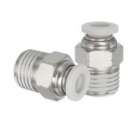 sourcing map 2 Pcs NPT Push to Connect Air Fittings, Male Straight 1/4" Tube OD x 1/4" NPT Thread Air Quick Connector Coupling Adapter for Gas Hose Pneumatic Tools, White