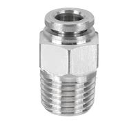 sourcing map 2 Pcs NPT Push to Connect Air Fittings, Male Straight 1/4" Tube OD x 1/4" NPT Thread Air Quick Connector Coupling Adapter for Gas Hose Pneumatic Tools, Silver