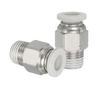 sourcing map 2 Pcs NPT Push to Connect Air Fittings, Male Straight 1/4" Tube OD x 1/8" NPT Thread Air Quick Connector Coupling Adapter for Gas Hose Pneumatic Tools, White