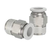 sourcing map 2 Pcs NPT Push to Connect Air Fittings, Male Straight 3/8" Tube OD x 3/8" NPT Thread Air Quick Connector Coupling Adapter for Gas Hose Pneumatic Tools, White