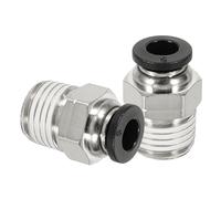 sourcing map 2 Pcs NPT Push to Connect Air Fittings, Male Straight 6mm Tube OD x 1/4" NPT Thread Air Quick Connector Coupling Adapter for Gas Hose Pneumatic Tools, Black