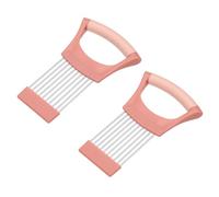 sourcing map 2 Pcs Onion Slicer Holder, Stainless Steel Vegetable Cutting Holder Food Cutter Tool for Slicing Storing Onions Tomatoes Potatoes Avocados Apples, Pink