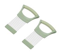 sourcing map 2 Pcs Onion Slicer Holder, Stainless Steel Vegetable Cutting Holder Food Cutter Tool for Slicing Storing Onions Tomatoes Potatoes Avocados Apples, Green