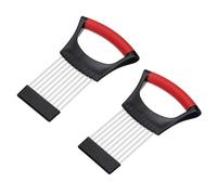 sourcing map 2 Pcs Onion Slicer Holder, Stainless Steel Vegetable Cutting Holder Food Cutter Tool for Slicing Storing Onions Tomatoes Potatoes Avocados Apples, Black Red