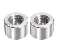 sourcing map 2 Pcs Oxygen Sensor Bung, 1/8" NPT 0.55" Length Aluminum Female Weld Bung, Stepped Style Thread Adapter Pipe Fitting Tube Connectors, Silver Tone