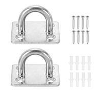 sourcing map 2 Pcs Pad Eye Hooks M6, 304 Stainless Steel Ceiling Wall Hook | Square Pad Eye Plates with Screws&Tubes, for Hammock Swing Mount, Marine Hardware