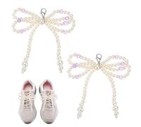 sourcing map 2 Pcs Pearl Bow Shoe Charm for Sneakers Pearl Beads Bowknot Shoes Decoration Buckle Pearls Beaded Chain for DIY Dress Shoelace Accessories Gift Jewelry Clothes, Purple
