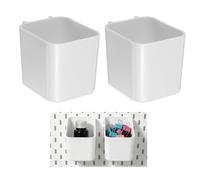 sourcing map 2 Pcs Pegboard Bins, Peg Board Cup Pegboard Organizer, White | Plastic, Accessories for Arts Crafts Garage Workbench Craft Room Office Home Organization