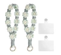 sourcing map 2 Pcs Phone Wrist Strap, Cell Phone Lanyard Bracelet with Tether Tabs Handmade Smartphone Wristlet Keychain Anti-Loss Phone Chain for Women, Light Green