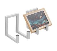 sourcing map 2 Pcs Picture Frame Stand, 6 Inch Metal Plates Stands Plate Display Stand Easel Frame Plate Holder for Picture, Decorative Plate, Book, Platter, Photo Easel, Silver