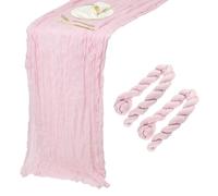 sourcing map 2 Pcs Pink Cheesecloth Table Runner 10FT 35.4" x 118" Holiday Table Rustic Runner Romantic Gauze Table Decoration for Wedding Birthday Party