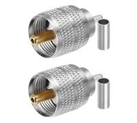 sourcing map 2 Pcs PL259 Crimp Connectors, 1.5 mm 50 Ohm UHF Male Crimp Coax Connectors for RG316 RG185 Coaxial Cable WLAN Devices Wi-Fi Devices Wireless