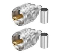 sourcing map 2 Pcs PL259 Crimp Connectors, 4.1 mm 50 Ohm UHF Male Crimp Coax Connectors for RG316 RG186 Coaxial Cable WLAN Devices Wi-Fi Devices Wireless