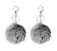 sourcing map 2 Pcs Pompoms Charm Bulk, 3.15 Inch Pom Keyring Large Pompoms Bulk Keychain for Keychains Bags Purse Handbag Backpack Scarves Accessories Gift, Black White