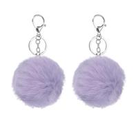 sourcing map 2 Pcs Pompoms Charm Bulk, 3.15 Inch Pom Keyring Large Pompoms Bulk Keychain for Keychains Bags Purse Handbag Backpack Scarves Accessories Gift, Lavender Purple