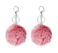 sourcing map 2 Pcs Pompoms Charm Bulk, 3.15 Inch Pom Keyring Large Pompoms Bulk Keychain for Keychains Bags Purse Handbag Backpack Scarves Accessories Gift, Bright Red Frost