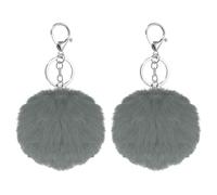 sourcing map 2 Pcs Pompoms Charm Bulk, 3.15 Inch Pom Keyring Large Pompoms Bulk Keychain for Keychains Bags Purse Handbag Backpack Scarves Accessories Gift, Dark Gray