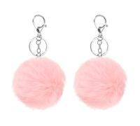 sourcing map 2 Pcs Pompoms Charm Bulk, 3.15 Inch Pom Keyring Large Pompoms Bulk Keychain for Keychains Bags Purse Handbag Backpack Scarves Accessories Gift, Korean Pink