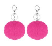 sourcing map 2 Pcs Pompoms Charm Bulk, 3.15 Inch Pom Keyring Large Pompoms Bulk Keychain for Keychains Bags Purse Handbag Backpack Scarves Accessories Gift, Rose Red