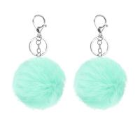 sourcing map 2 Pcs Pompoms Charm Bulk, 3.15 Inch Pom Keyring Large Pompoms Bulk Keychain for Keychains Bags Purse Handbag Backpack Scarves Accessories Gift, Teal Blue