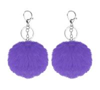 sourcing map 2 Pcs Pompoms Charm Bulk, 3.15 Inch Pom Keyring Large Pompoms Bulk Keychain for Keychains Bags Purse Handbag Backpack Scarves Accessories Gift, Violet