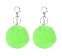 sourcing map 2 Pcs Pompoms Charm Bulk, 3.15 Inch Pom Keyring Large Pompoms Bulk Keychain for Keychains Bags Purse Handbag Backpack Scarves Accessories Gift, Fluorescent Green