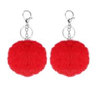 sourcing map 2 Pcs Pompoms Charm Bulk, 3.15 Inch Pom Keyring Large Pompoms Bulk Keychain for Keychains Bags Purse Handbag Backpack Scarves Accessories Gift, Bright Red