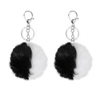 sourcing map 2 Pcs Pompoms Charm Bulk, 3.15 Inch Pom Keyring Large Pompoms Bulk Keychain for Keychains Bags Purse Handbag Backpack Scarves Accessories Gift, Black White Blend