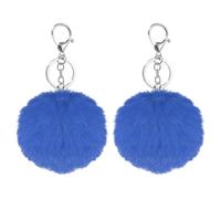 sourcing map 2 Pcs Pompoms Charm Bulk, 3.15 Inch Pom Keyring Large Pompoms Bulk Keychain for Keychains Bags Purse Handbag Backpack Scarves Accessories Gift, Cobalt Blue
