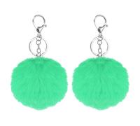 sourcing map 2 Pcs Pompoms Charm Bulk, 3.15 Inch Pom Keyring Large Pompoms Bulk Keychain for Keychains Bags Purse Handbag Backpack Scarves Accessories Gift, Emerald Green