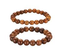 sourcing map 2 Pcs Prayer Beads Bracelet, 10/8MM Dia Natural Wooden Bead Mala Bracelets Link Wrist with Bag for Men Women Beaded Stretch Crafts Bangle, Rosewood Color