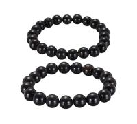sourcing map 2 Pcs Prayer Beads Bracelet, 10/8MM Dia Natural Wooden Bead Mala Bracelets Link Wrist with Bag for Men Women Beaded Stretch Crafts Bangle, Ebony Color