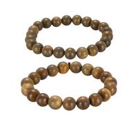 sourcing map 2 Pcs Prayer Beads Bracelet, 10/8MM Dia Natural Wooden Bead Mala Bracelets Link Wrist with Bag for Men Women Beaded Stretch Crafts Bangle, Green Sandalwood Color