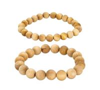 sourcing map 2 Pcs Prayer Beads Bracelet, 10/8MM Dia Natural Wooden Bead Mala Bracelets Link Wrist with Bag for Men Women Beaded Stretch Crafts Bangle, Cliff Cypress Color