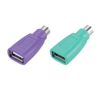 sourcing map 2 Pcs PS/2 to USB Port, PS/2 Male to USB Female Adapter for Wired Mouse Keyboard Desktop PC Laptop Notebook, Green/Purple