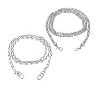 sourcing map 2 Pcs Purse Chain Strap, 47 Inch Long Crossbody Bag Leather Chains Replacement for DIY Wallet Bag Handbag Purses Clutch, Silver Chain with White Leather