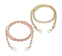 sourcing map 2 Pcs Purse Chain Strap, 47 Inch Long Crossbody Bag Leather Chains Replacement for DIY Wallet Bag Handbag Purses Clutch, Light Gold Chain with Pink Leather